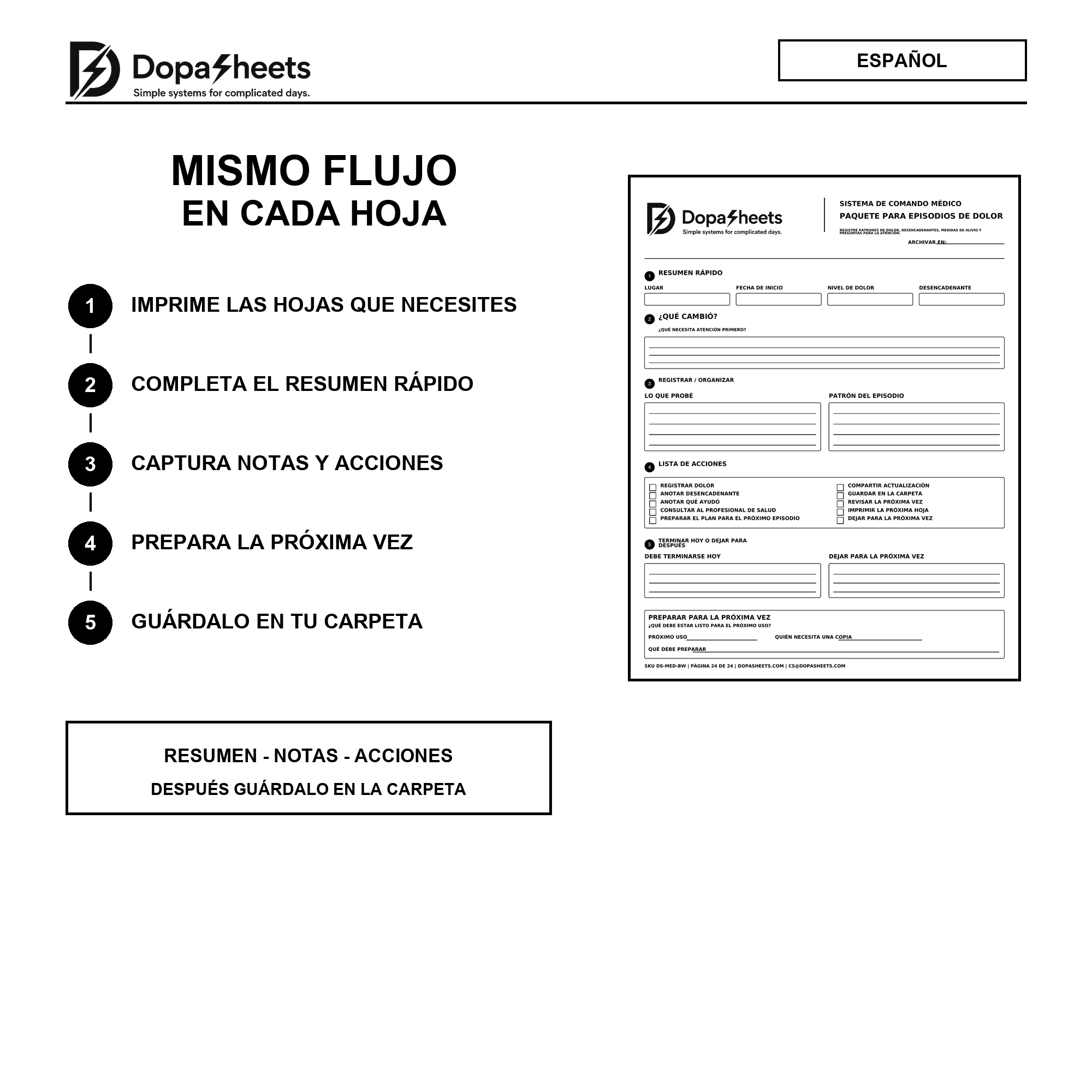 DopaBundle™ Sistema de Comando Médico | Organizador Médico Imprimible (24 Páginas)