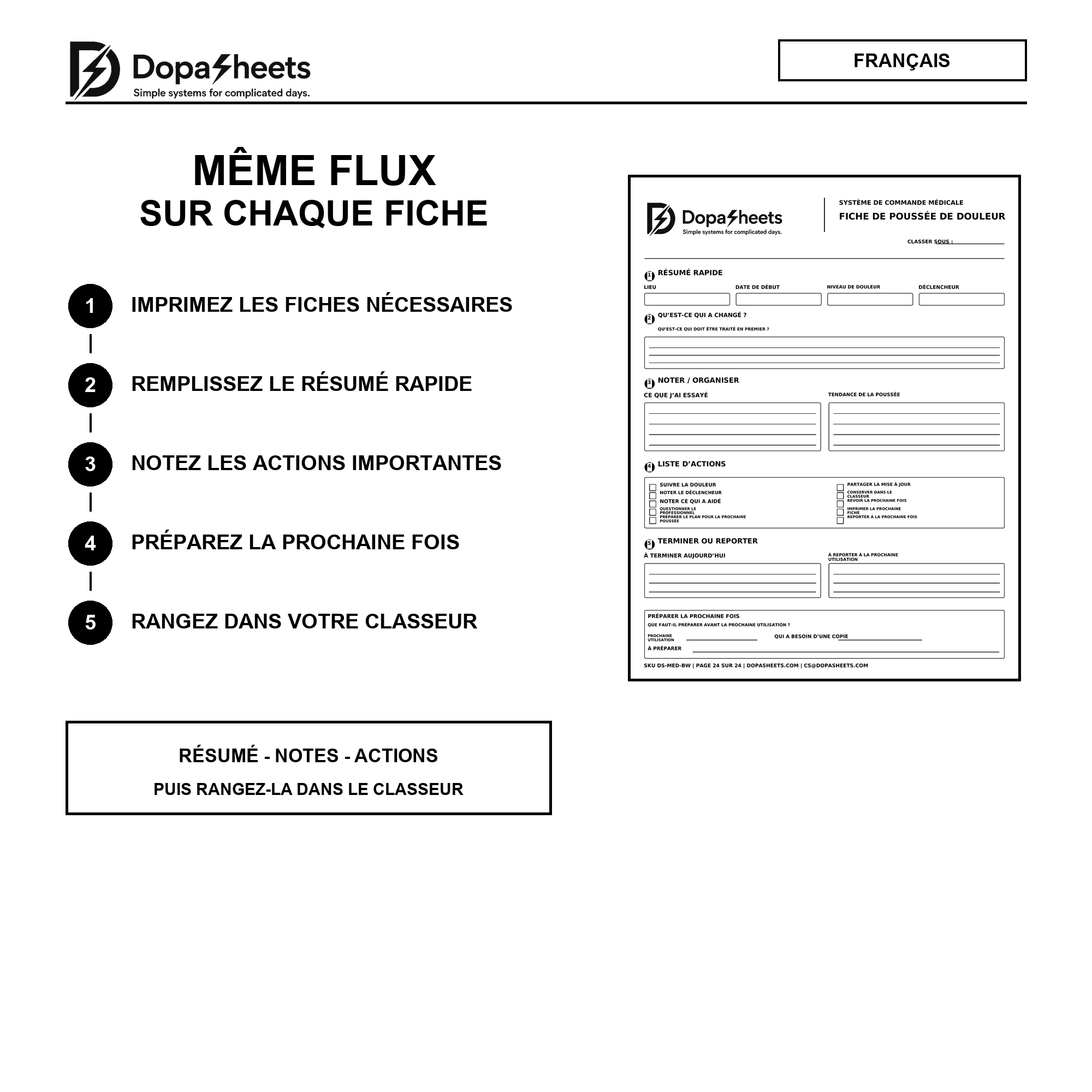 DopaBundle™ Système d’Organisation Médicale | Pack Imprimable (24 Pages)