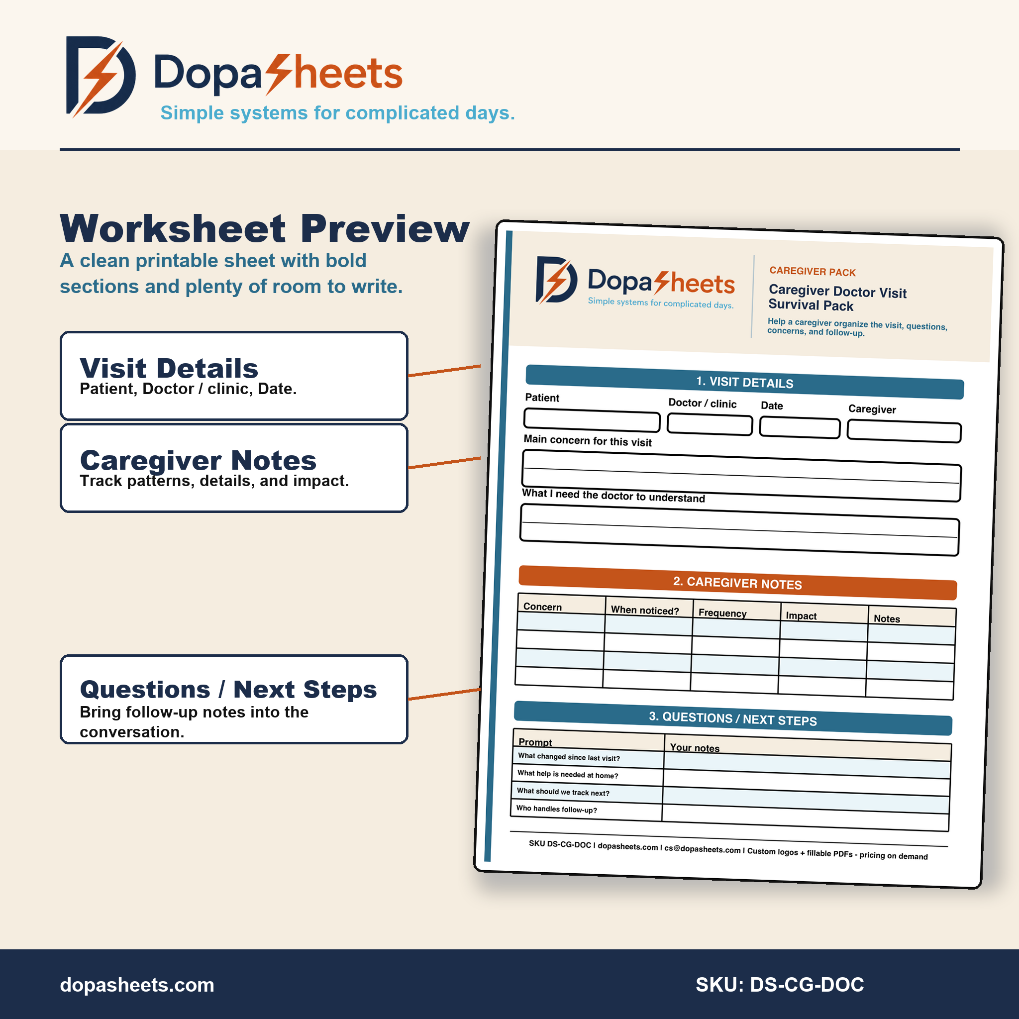 Caregiver Doctor Visit Organizer | Printable Appointment Notes
