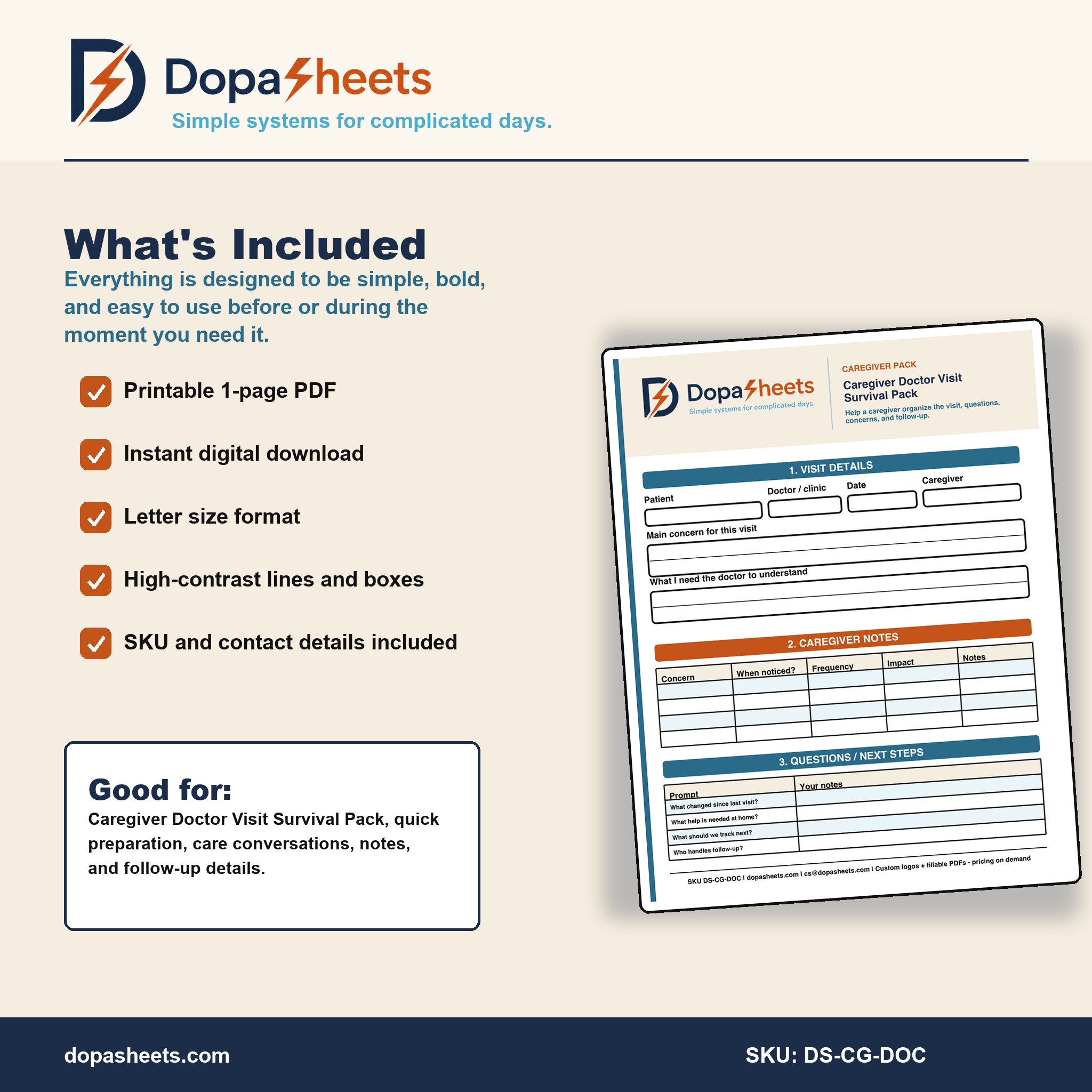 Caregiver Doctor Visit Organizer | Printable Appointment Notes