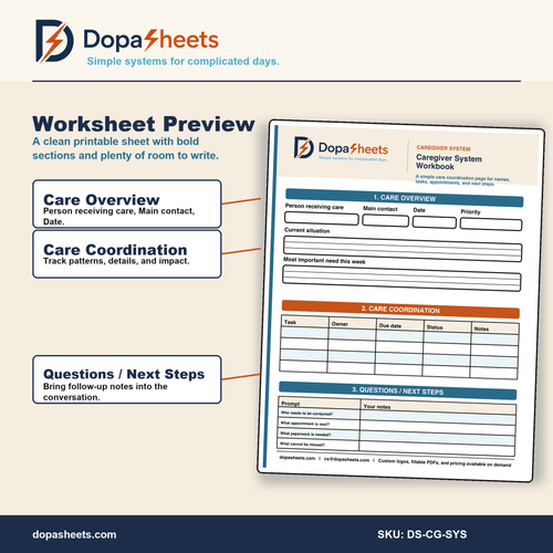 Caregiver Coordination Workbook | Printable Care Planner