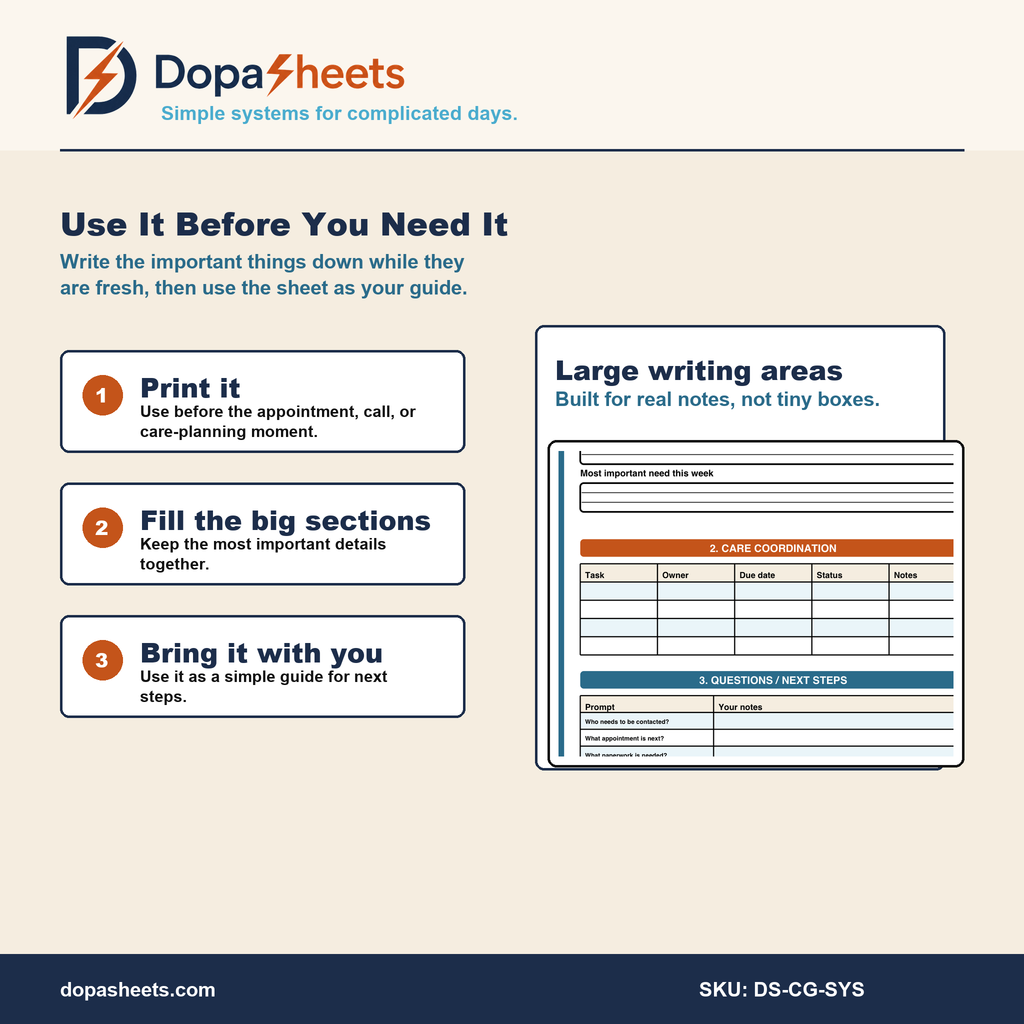 Caregiver Coordination Workbook | Printable Care Planner