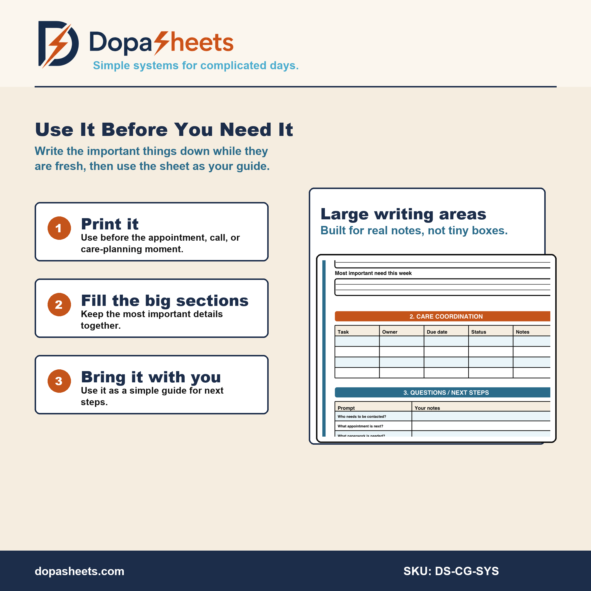 Caregiver Coordination Workbook | Printable Care Planner