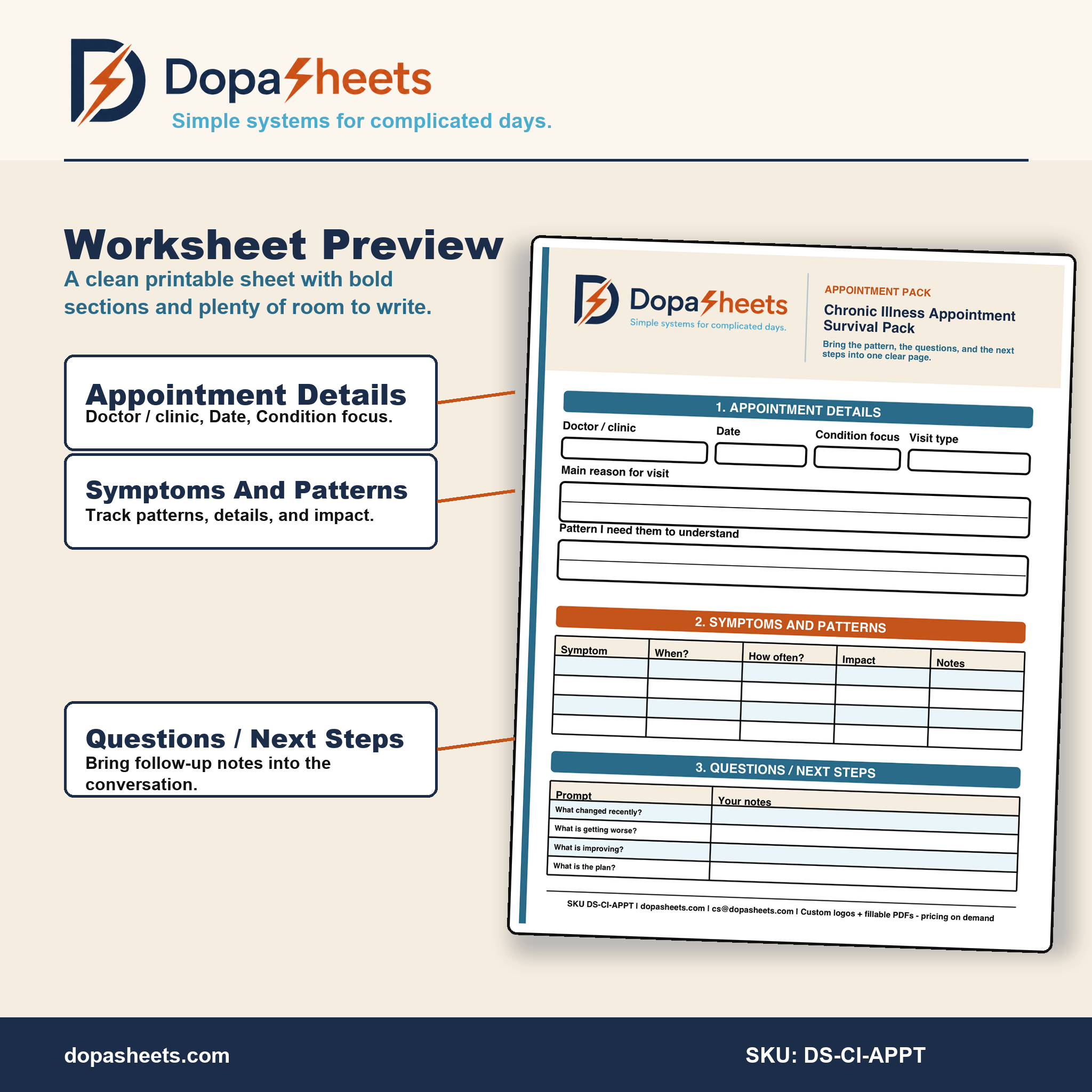Chronic Illness Appointment Organizer | Printable Health Notes