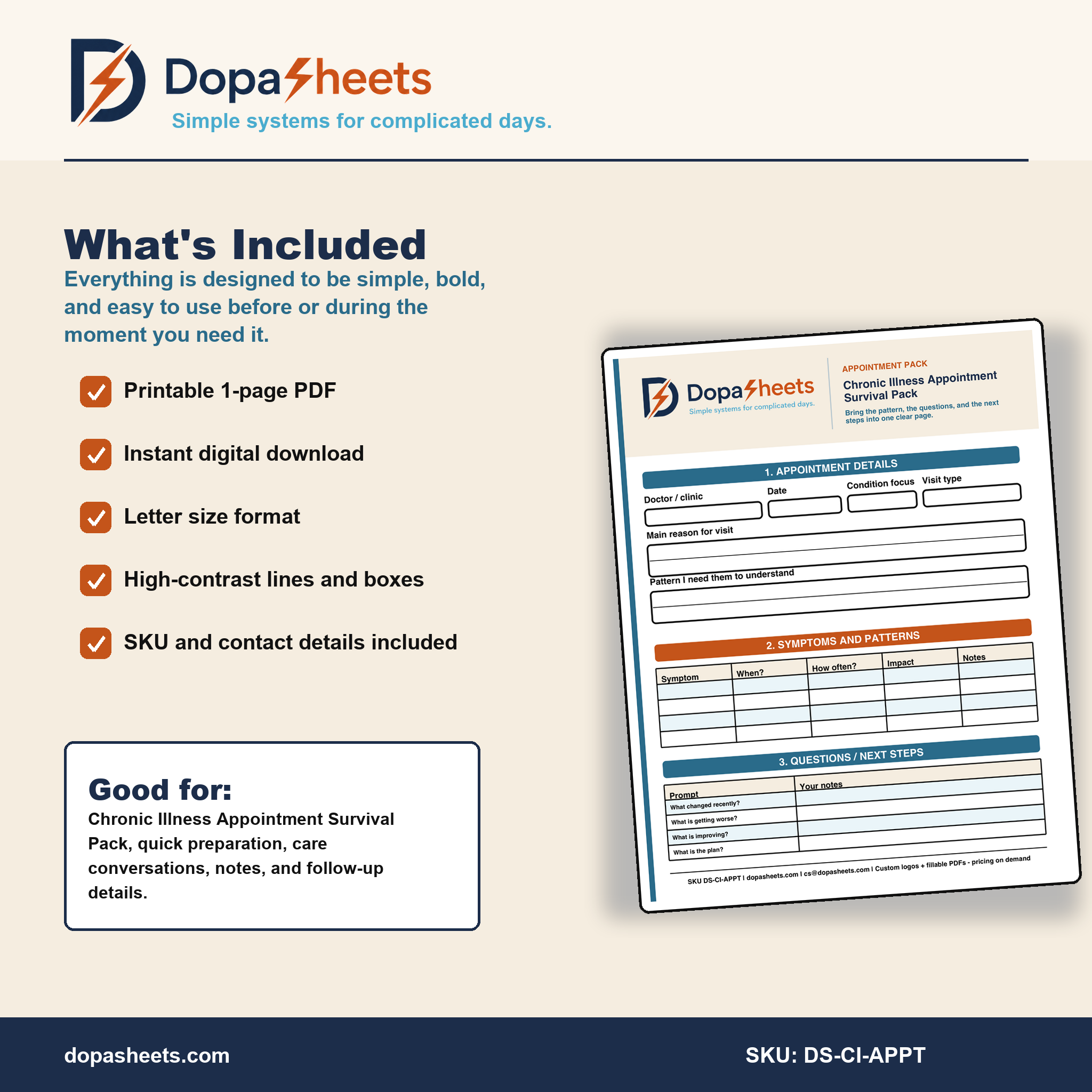 Chronic Illness Appointment Organizer | Printable Health Notes