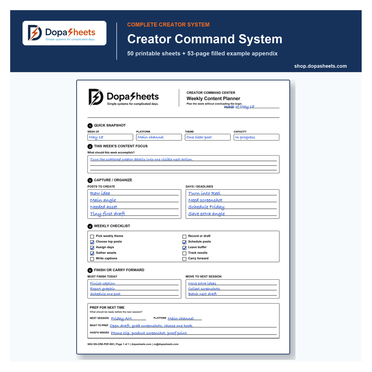 Creator Command System | 50-Sheet Printable Creator Bundle