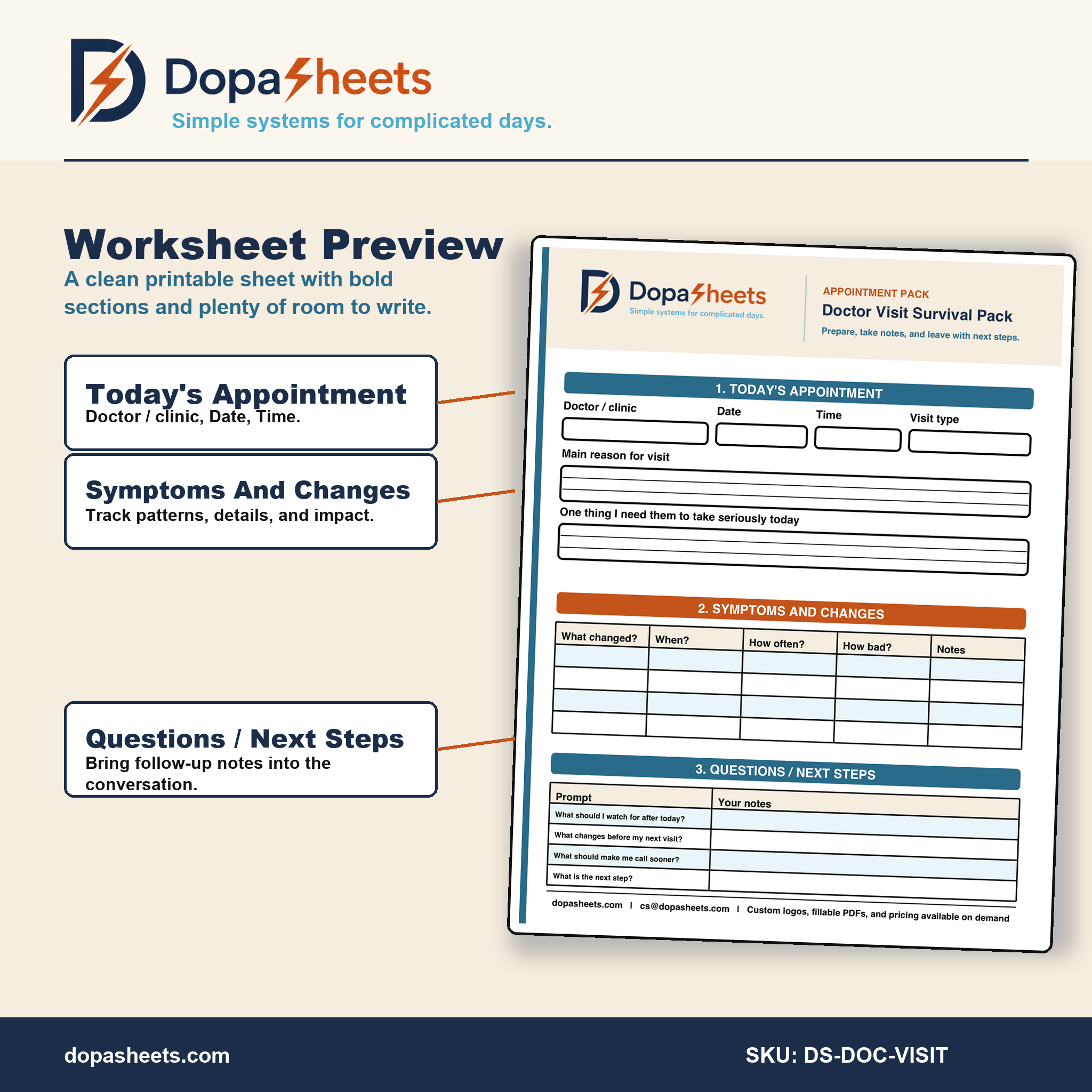 Appointment Organizer Printable | Medical Visit Notes PDF