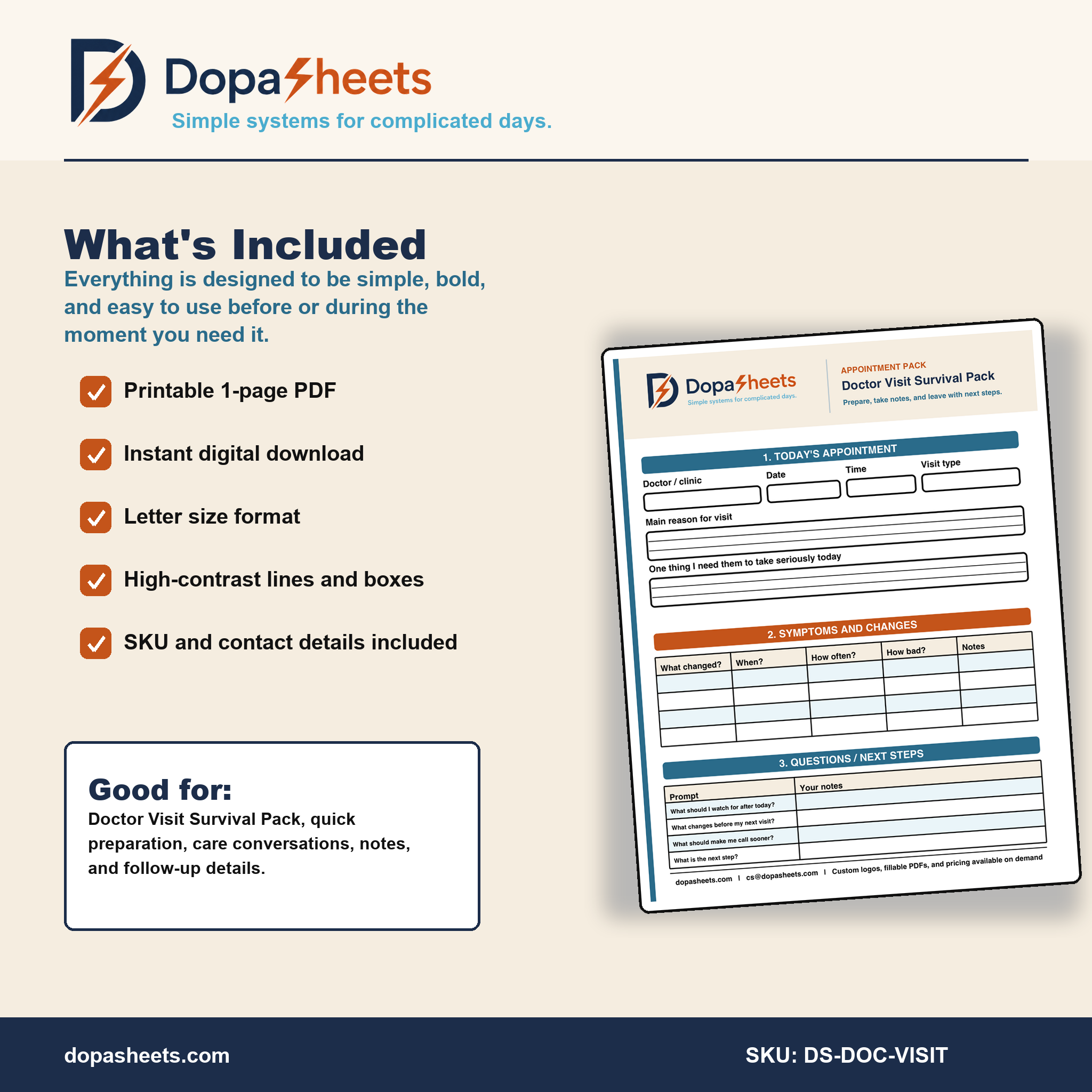 Appointment Organizer Printable | Medical Visit Notes PDF