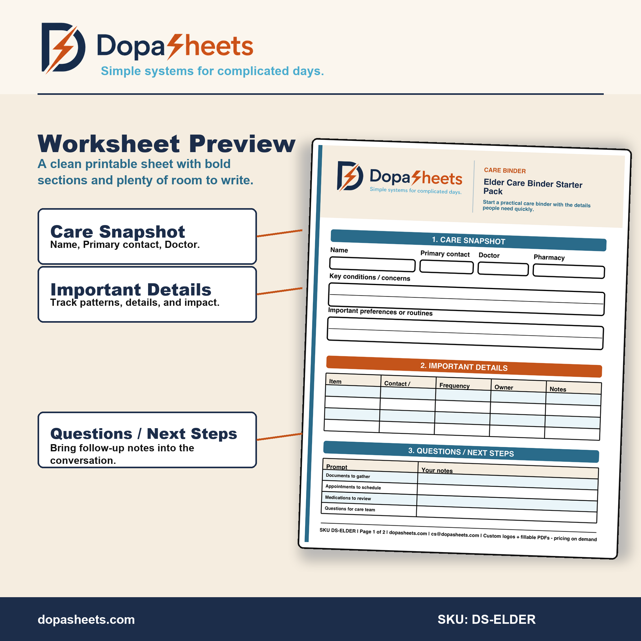 Elder Care Binder Starter | Printable Senior Care Organizer