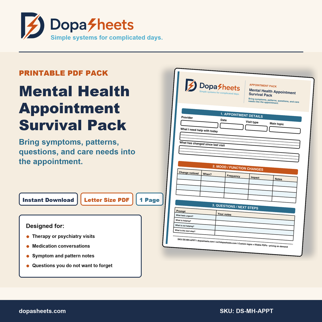Mental Health Appointment Organizer | Printable Therapy Notes