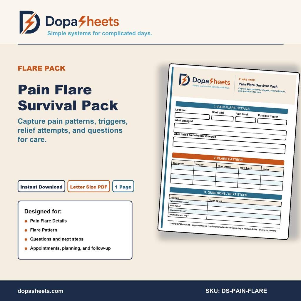 Pain Flare Tracker | Printable Symptom Log