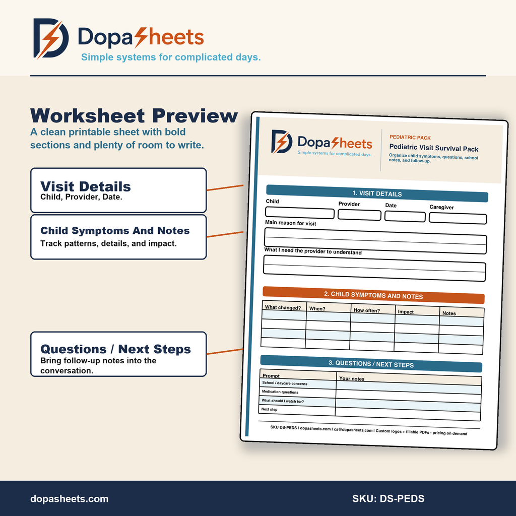 Pediatric Visit Organizer | Printable Doctor Notes for Parents