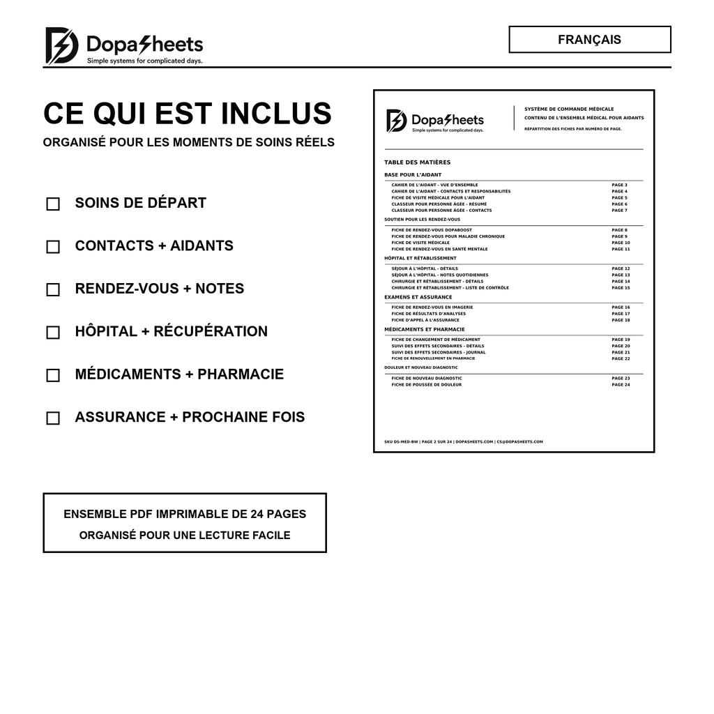 Contenu du DopaBundle médical en français