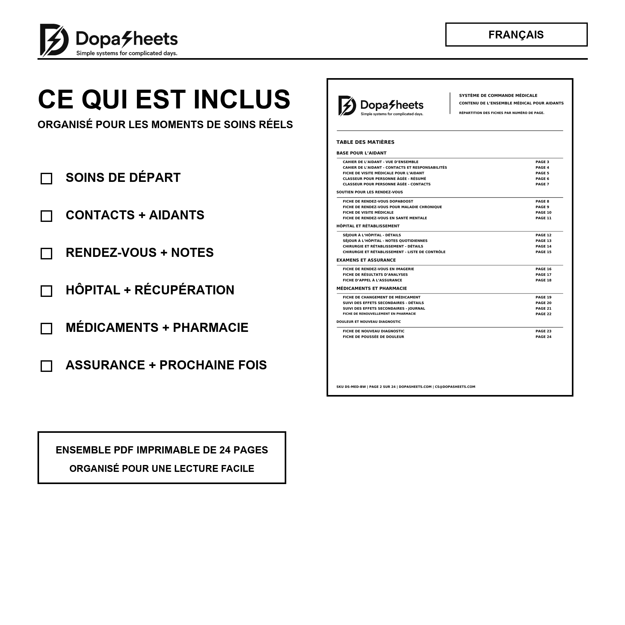 Contenu du DopaBundle médical en français