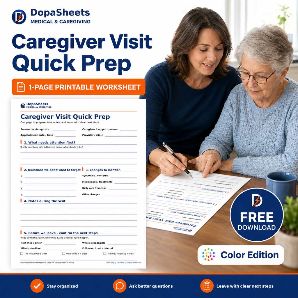 Caregiver Visit Quick Prep free printable worksheet Color Edition hero image