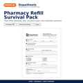 DopaSheets Pharmacy Refill Survival Pack printable prescription and refill tracker